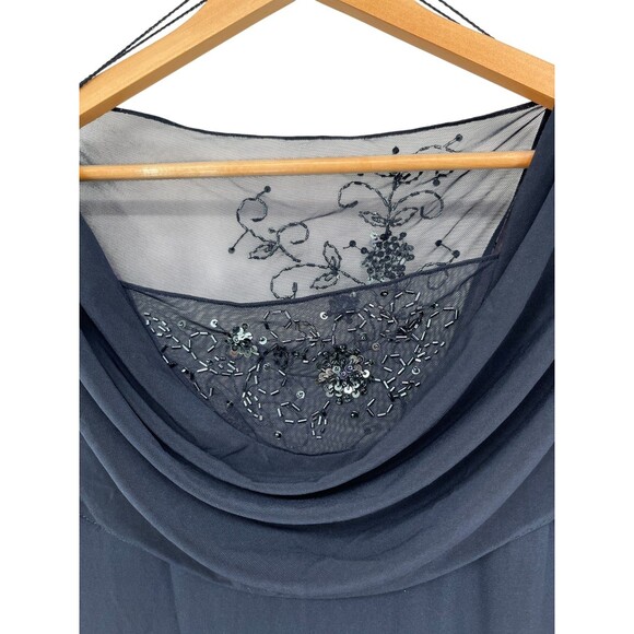 Patra Dress Women's Size 18 Navy Maxi Floral Beads Sequins Embroidery - Picture 4 of 8